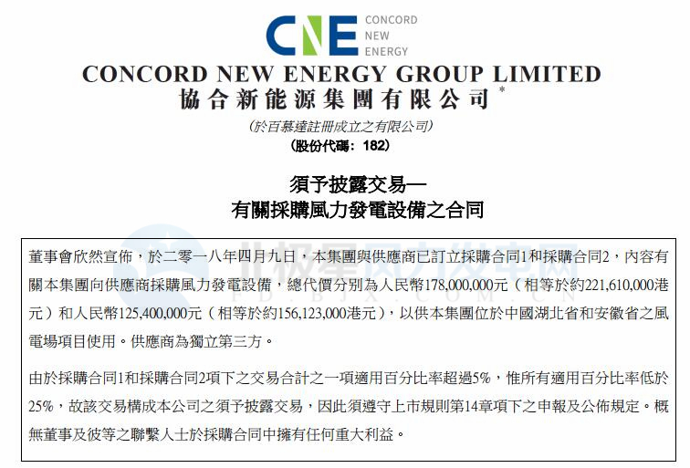 總代價(jià)逾3億元 協(xié)合新能源與明陽智能簽訂兩份風(fēng)電采購合同