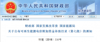 財政部、國家發(fā)展改革委、國家能源局公布可再生能源電價附加資金補助目錄（第七批）