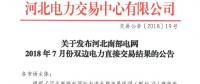 河北南部電網(wǎng)2018年7月份雙邊電力直接交易結果 總成交電量248411兆瓦時