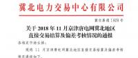 冀北電力交易中心日前發(fā)布了《關于2018年11月京津唐電網(wǎng)冀北地區(qū)電力直接交易結(jié)算及偏差考核情況的通報》