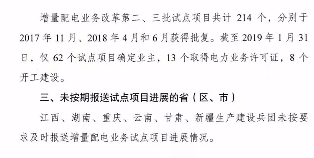 增量配電項目進展情況通報，第二、三批試點項目應(yīng)于5月底前確定業(yè)主