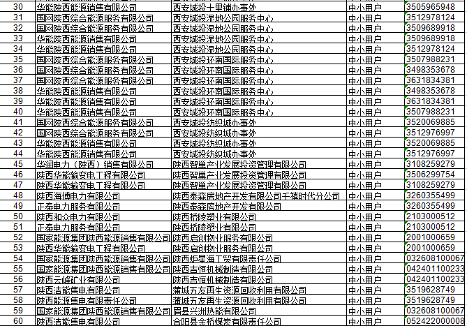陜西2019年下半年電力直接交易售電公司代理中小用戶信息申報(bào) 65家未通過初審